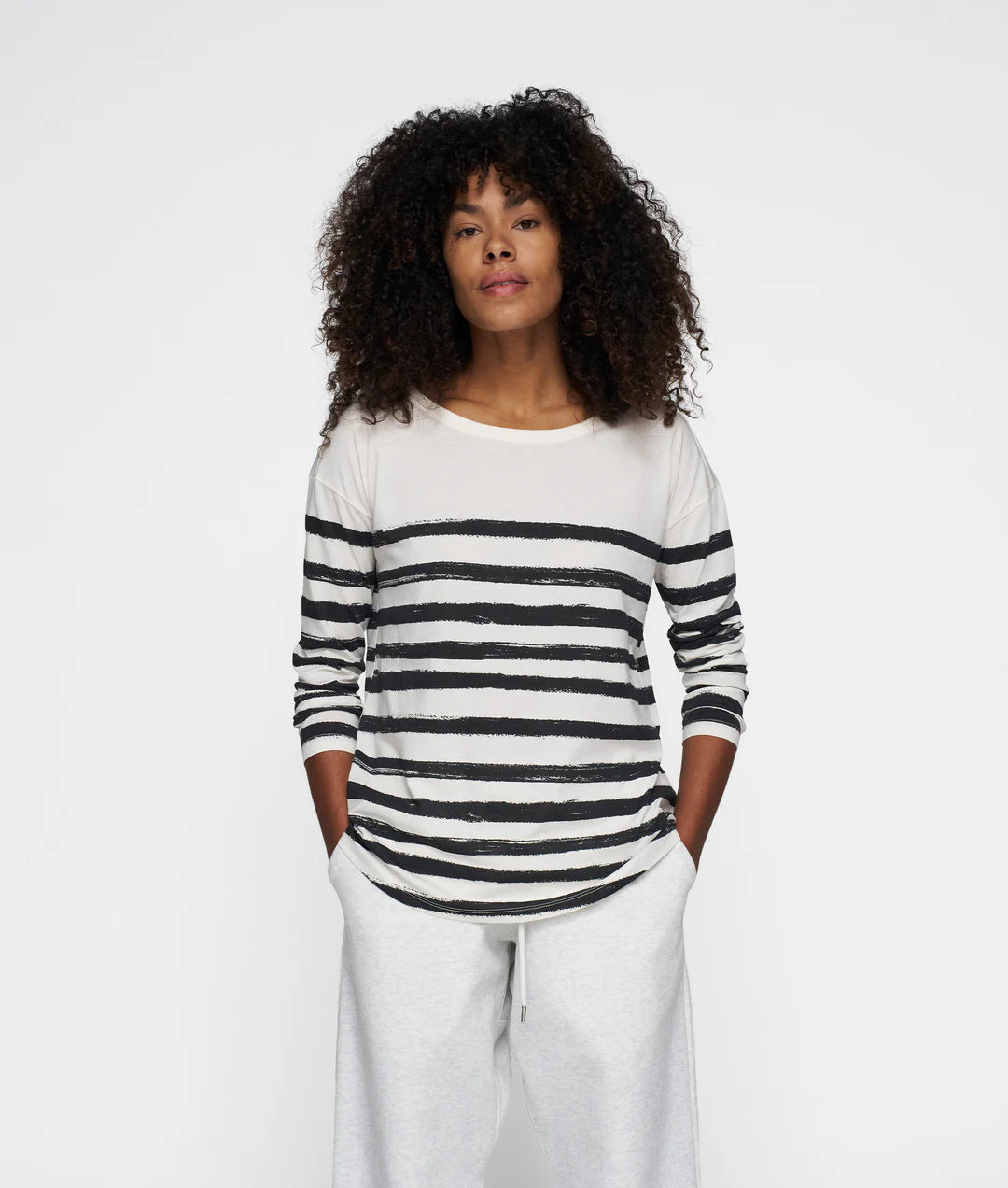 10DAYS 20-773 long sleeve tee painted stripes