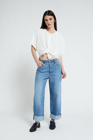 OTTOD'AME DP9766 Baggy Cuffed Crop Jeans