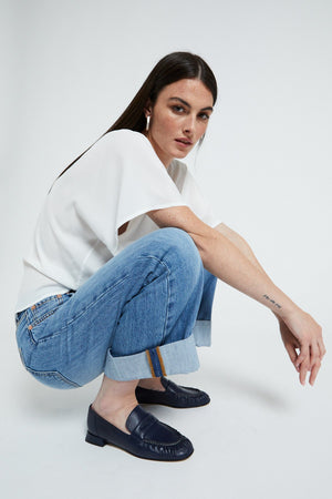 OTTOD'AME DP9766 Baggy Cuffed Crop Jeans